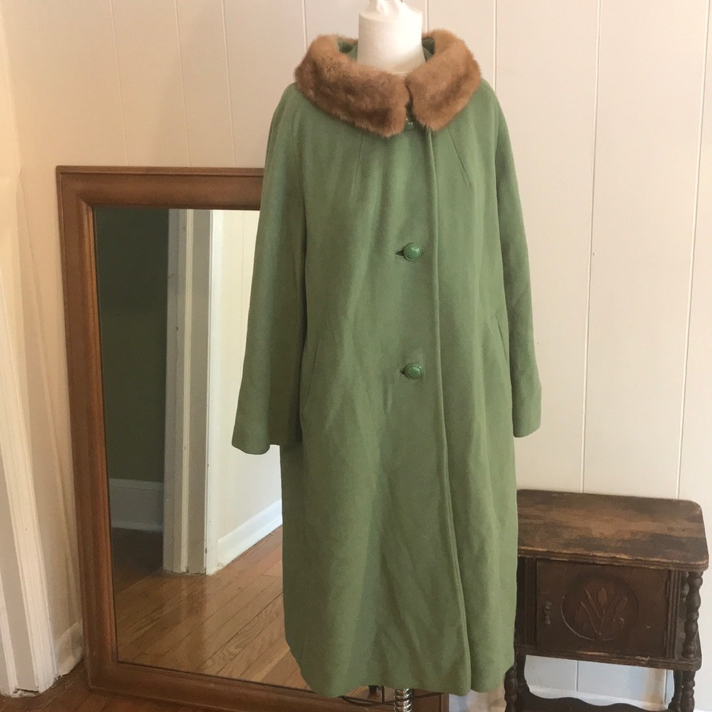 Vintage green cashmere swing coat